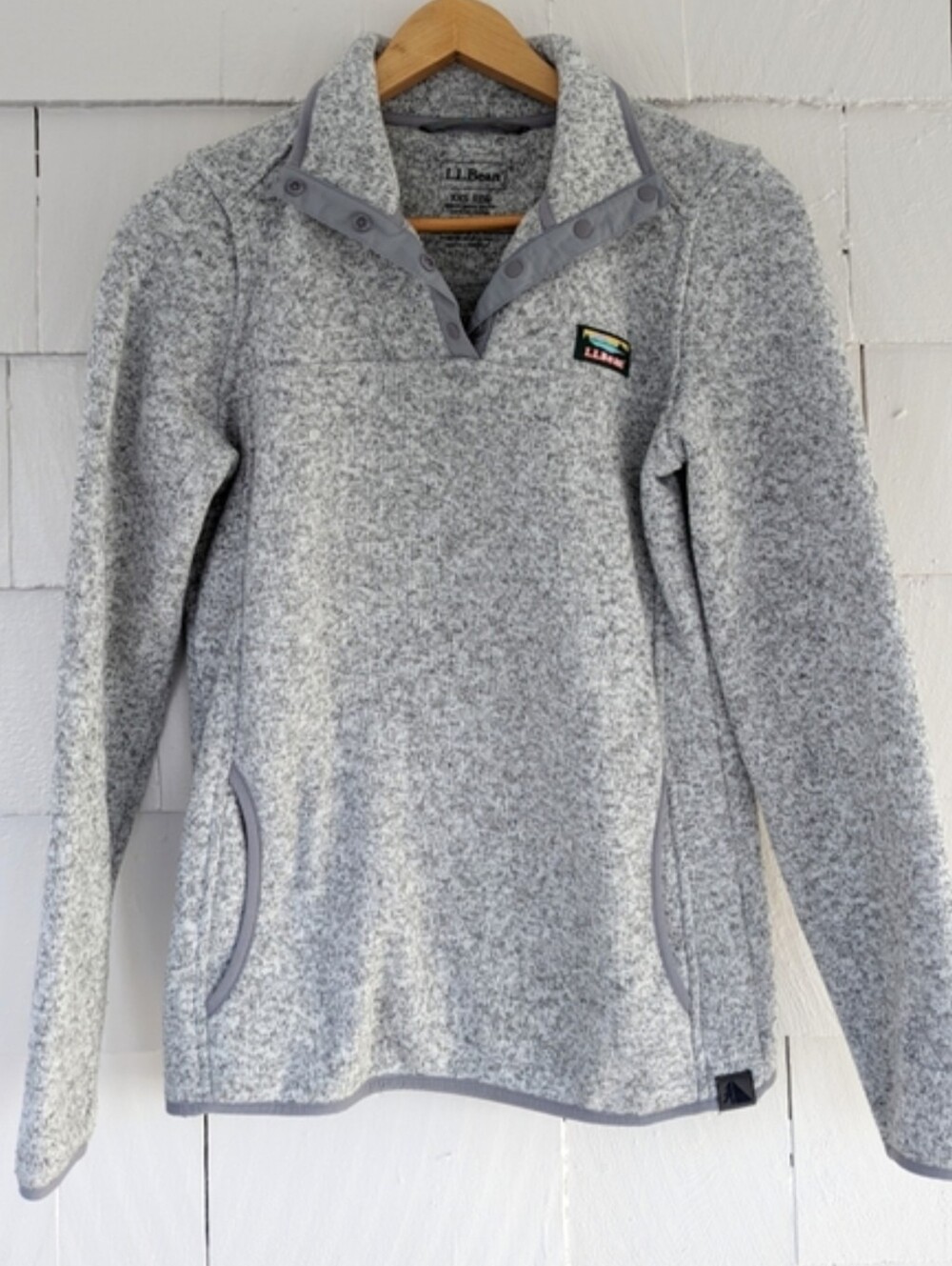 LL Bean Light Gray Pullover Sweater Fleece Size XXS